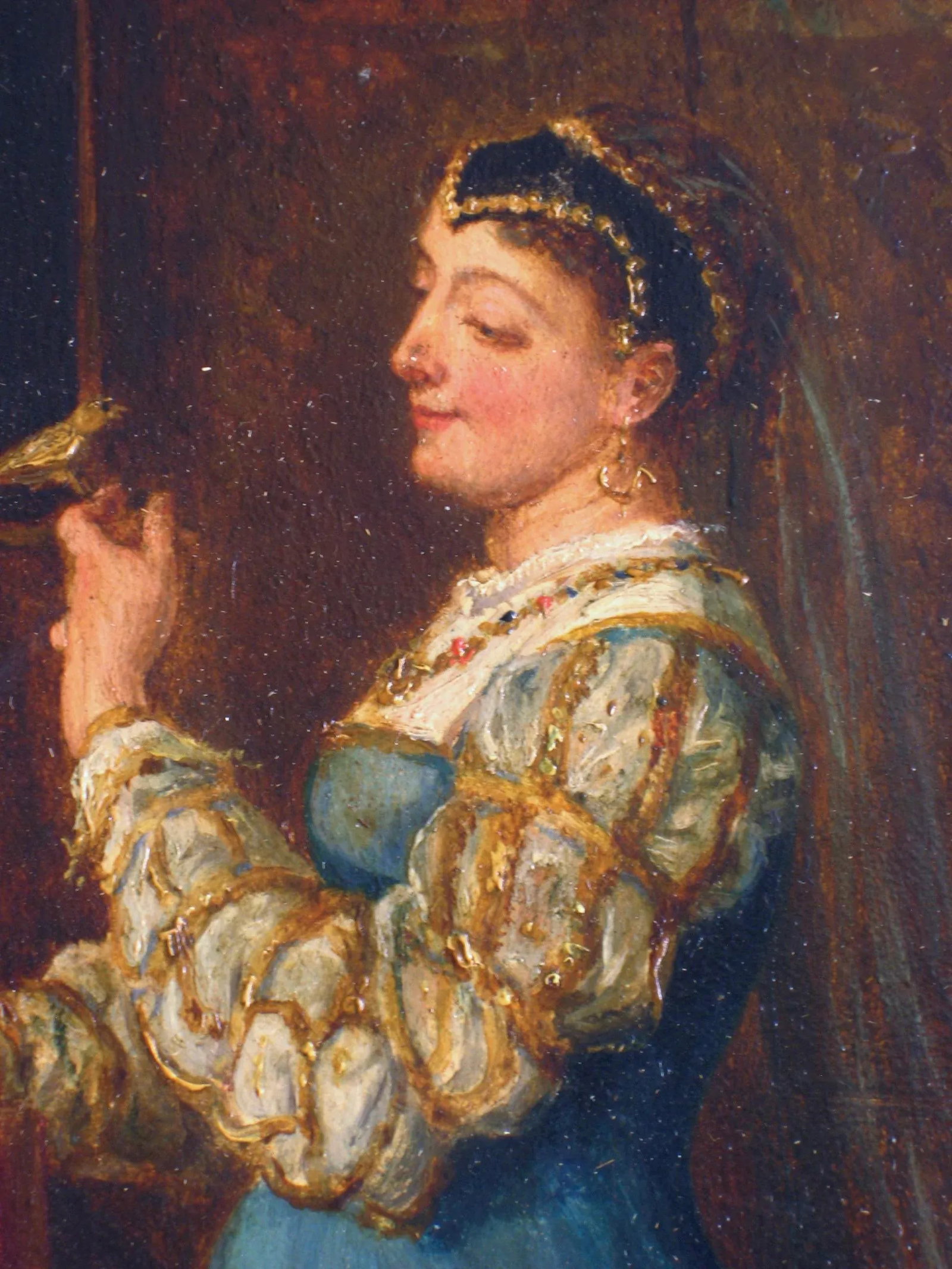 Portrait of a Lady Holding a Bird French Oil Painting Alfred Henri Darjou - 7