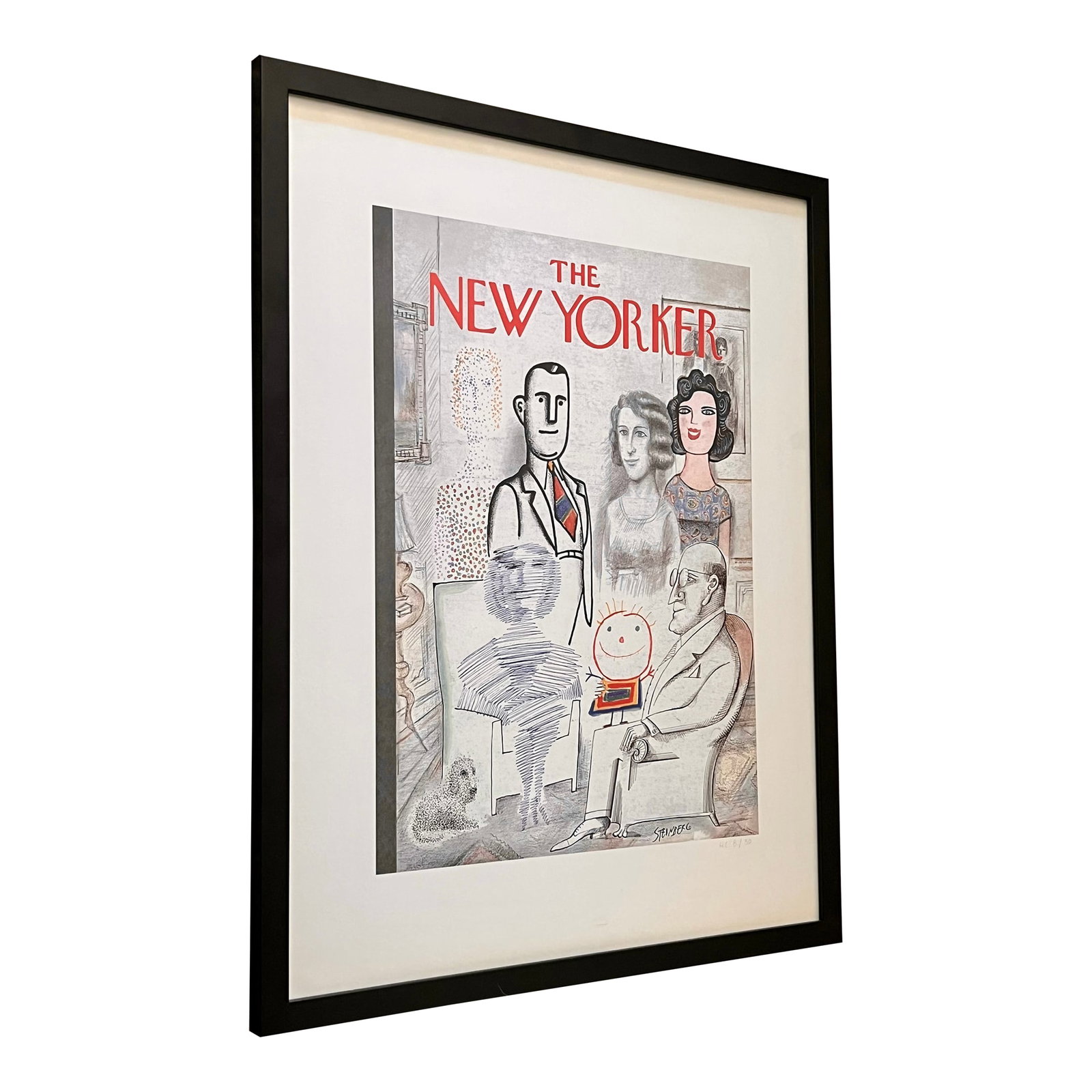 Saul Steinberg Lithograph of the New Yorker Cover, 'Family Portrait', November 23, 1968: Saul Steinberg 1914-1999 The New Yorker Cover, 'Family Portrait', November 23, 1968 Lithograph signed HC 8/30 Artists make at least several prints that are meant to be shown to dealers and galleries a