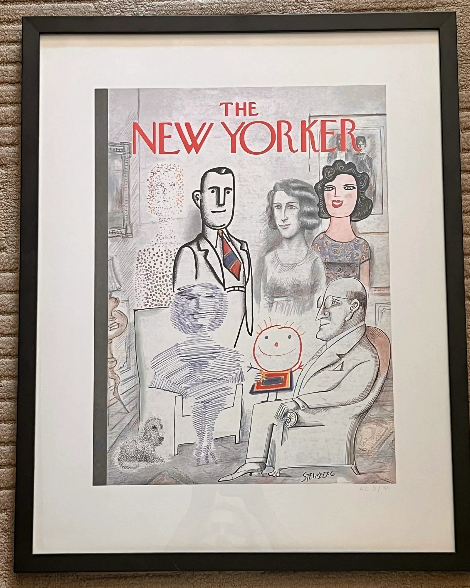 Saul Steinberg Lithograph of the New Yorker Cover, 'Family Portrait', November 23, 1968 - 3