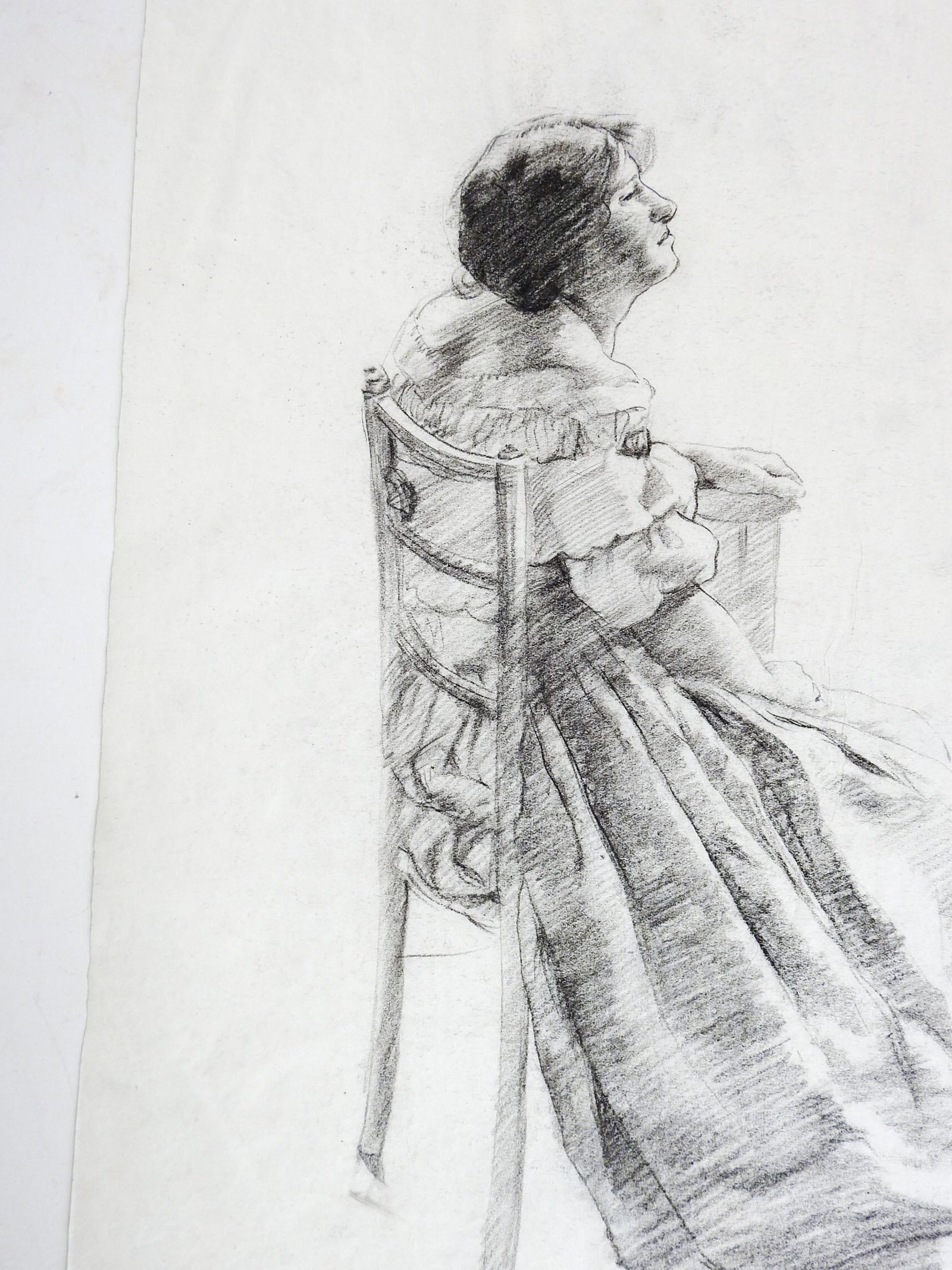 Late 19th Century Seated Woman Portrait Drawing - 2