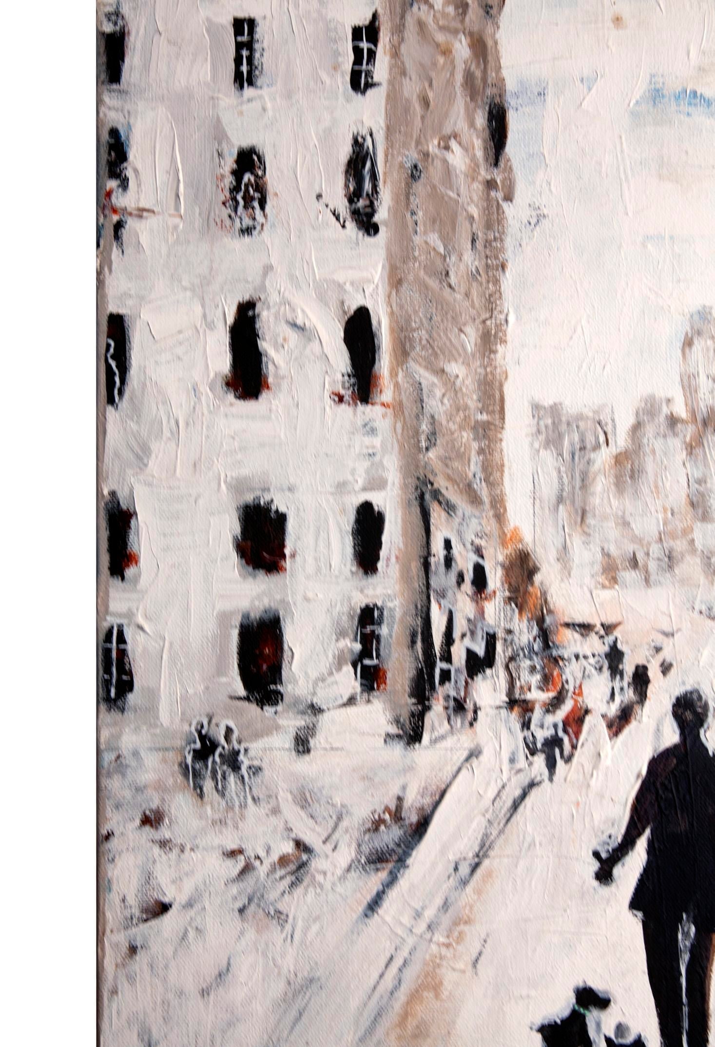 Oil Painting Dog Walking in the City - 2
