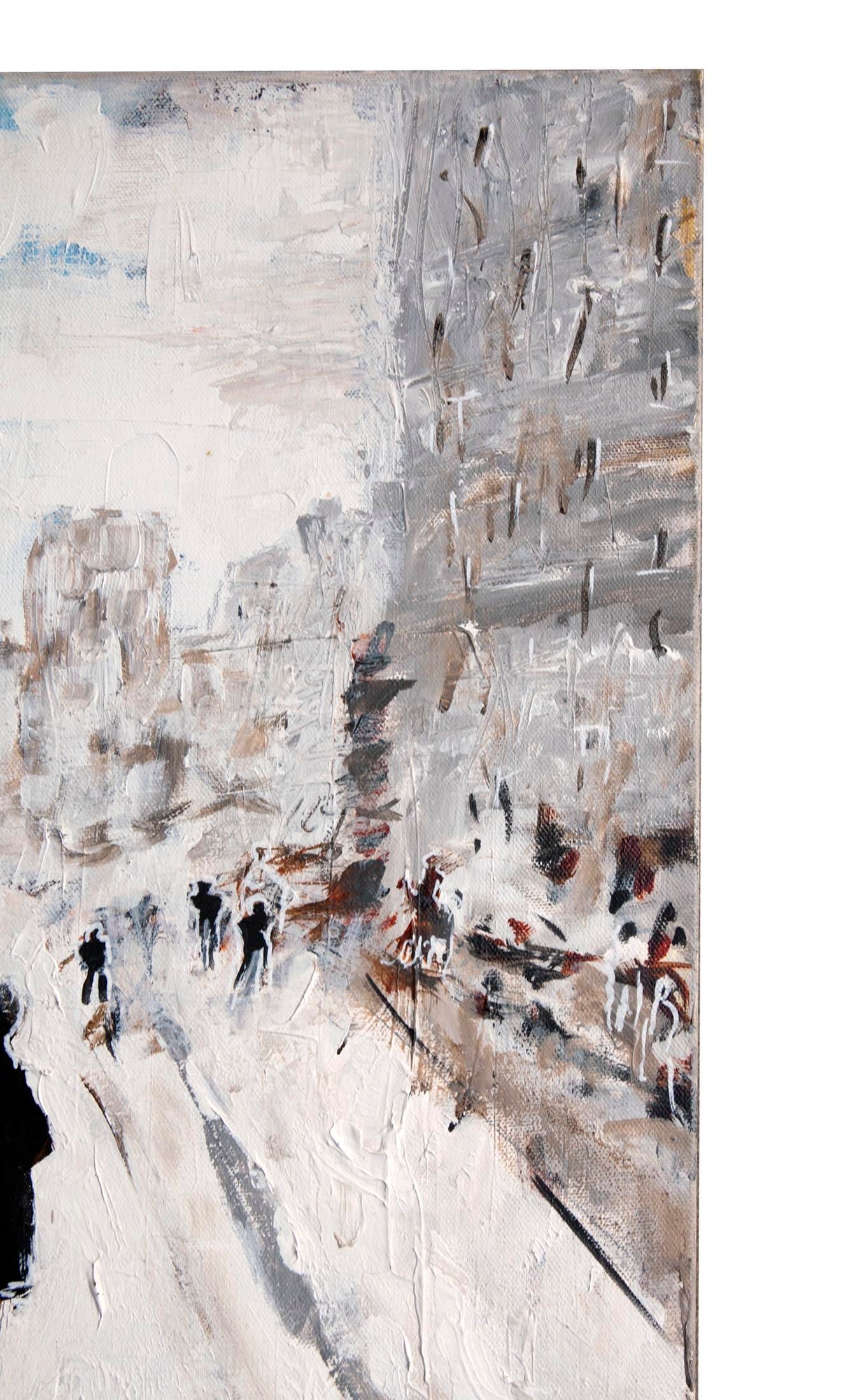 Oil Painting Dog Walking in the City - 3