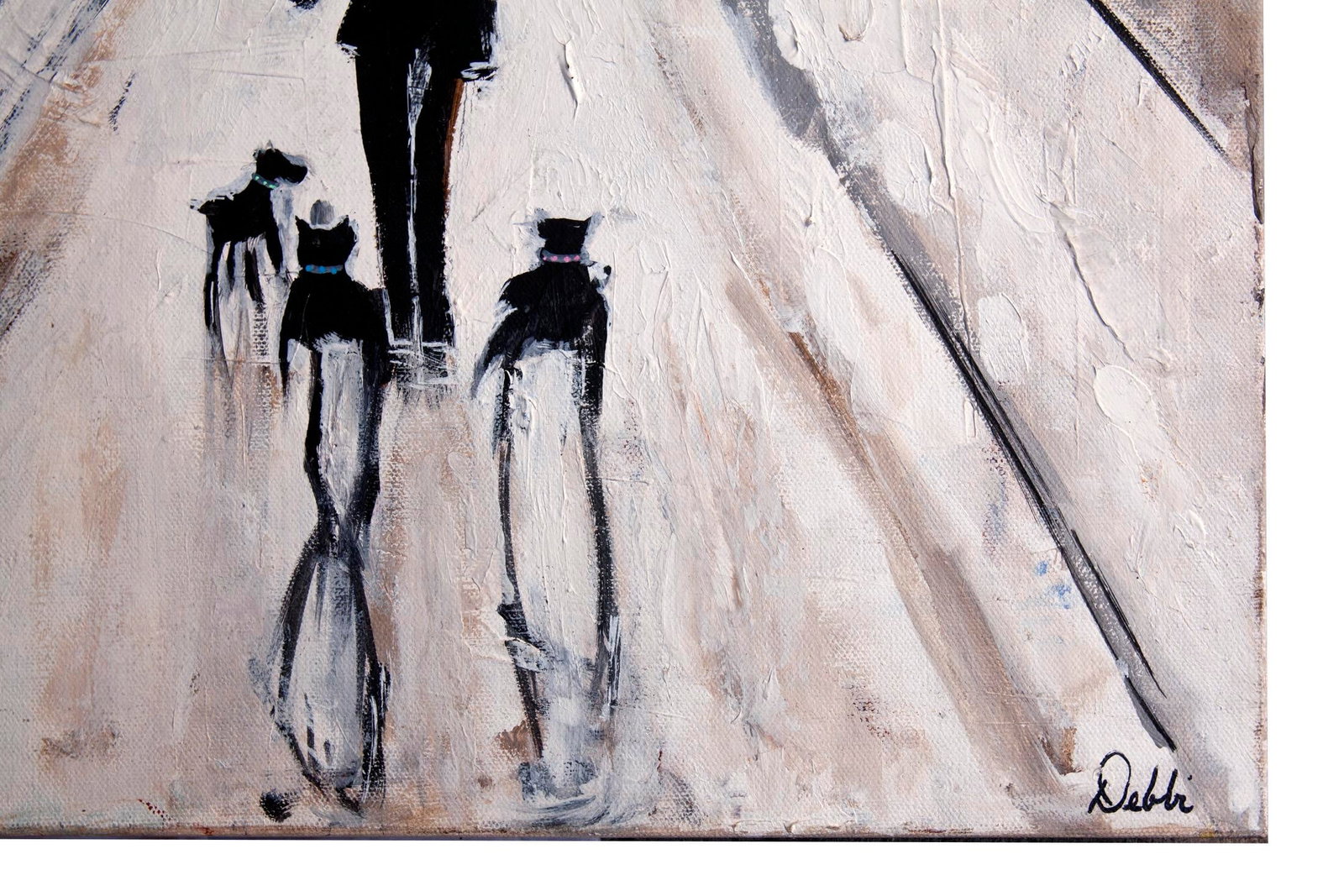 Oil Painting Dog Walking in the City - 4