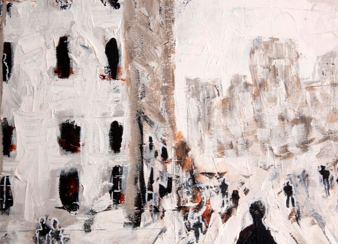 Oil Painting Dog Walking in the City - 5