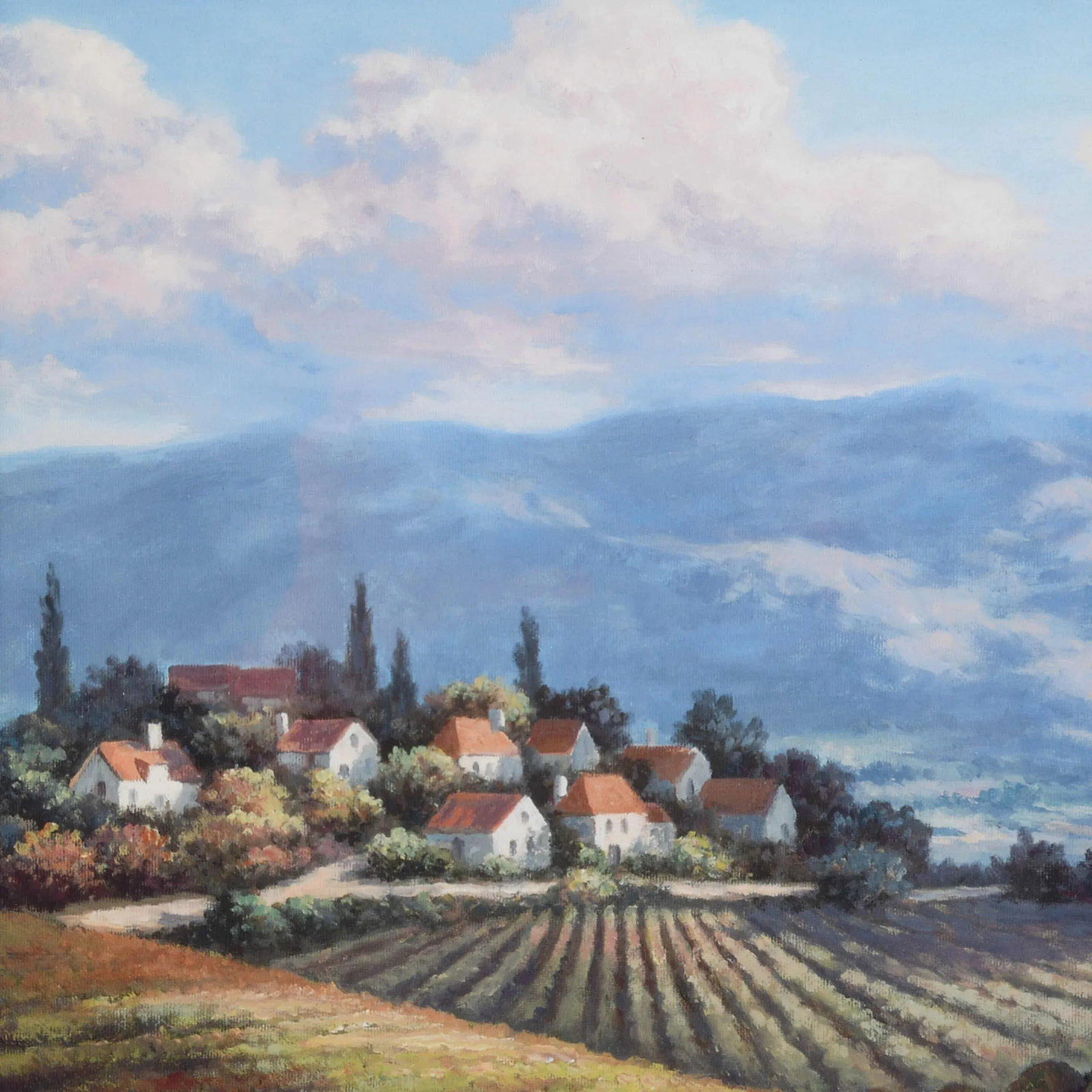 Framed Signed Sung Kim Vineyard Village Print - 4