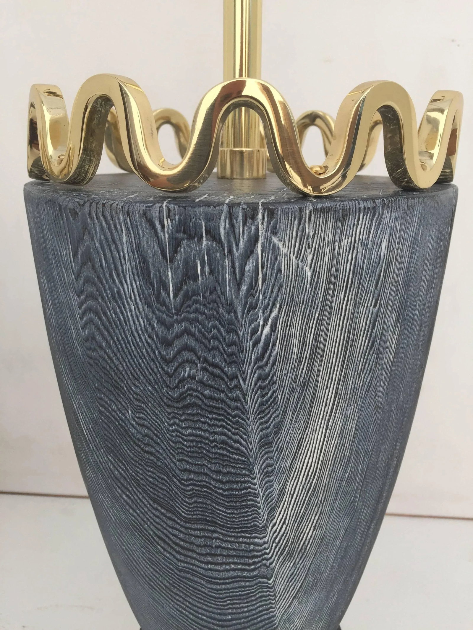 James Mont Cerused Redwood and Brass Lamps - a Pair - 6
