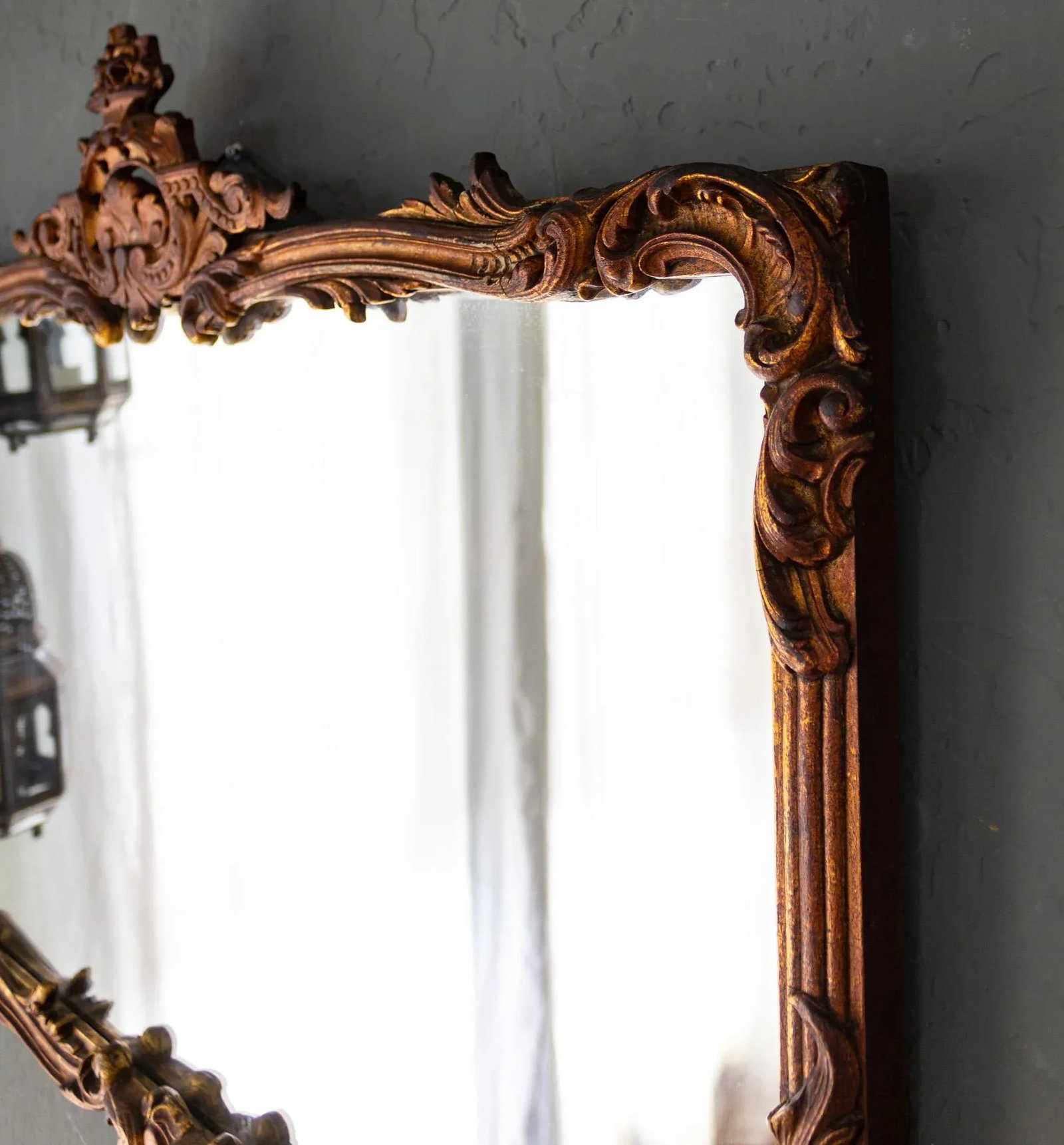 French Antique Carved Gesso Gilt and Wood Overmantle Wall Mirror - 13