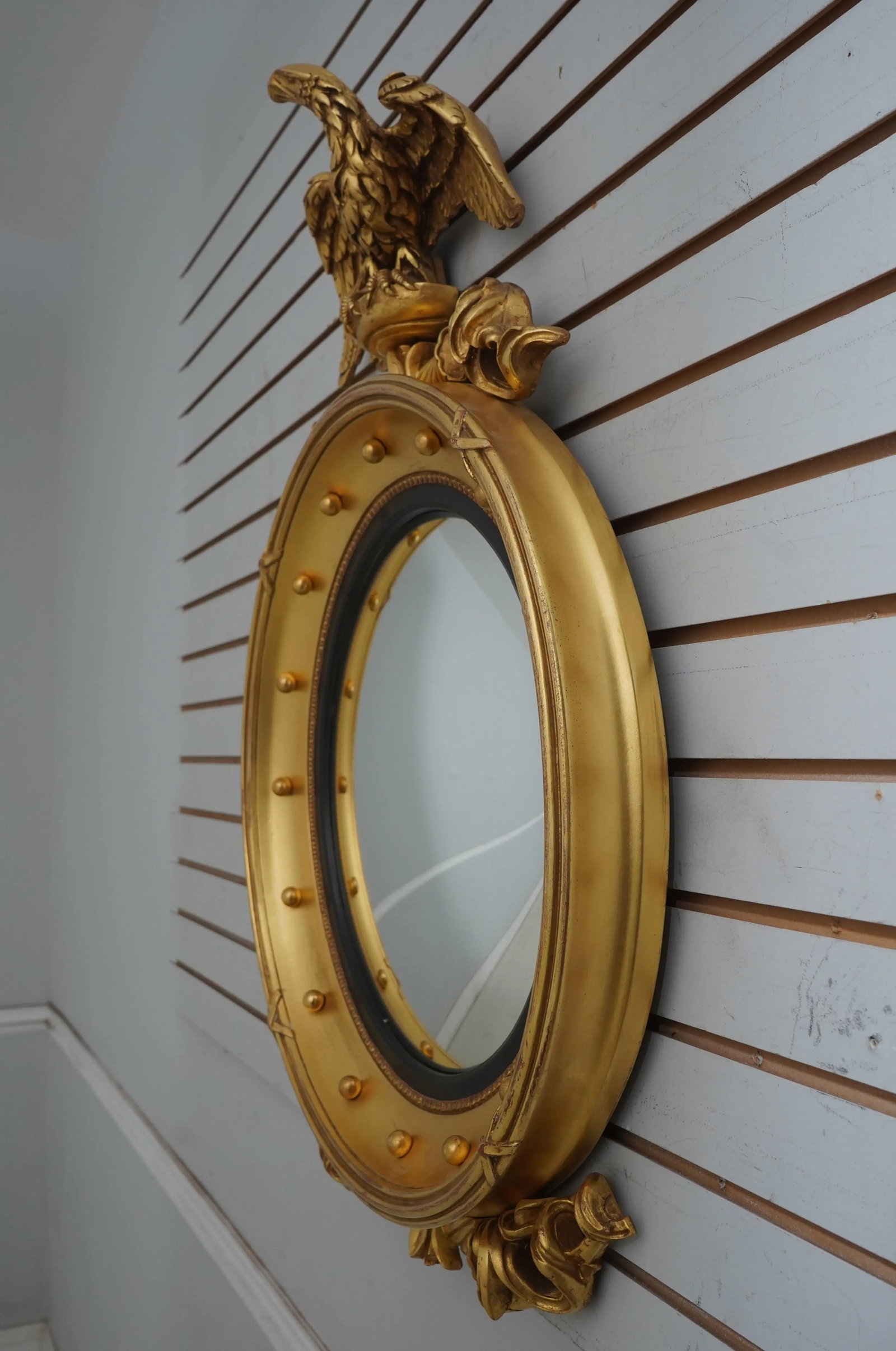 Federal Style Gold Leaf Eagle Bullseye Mirror - 2