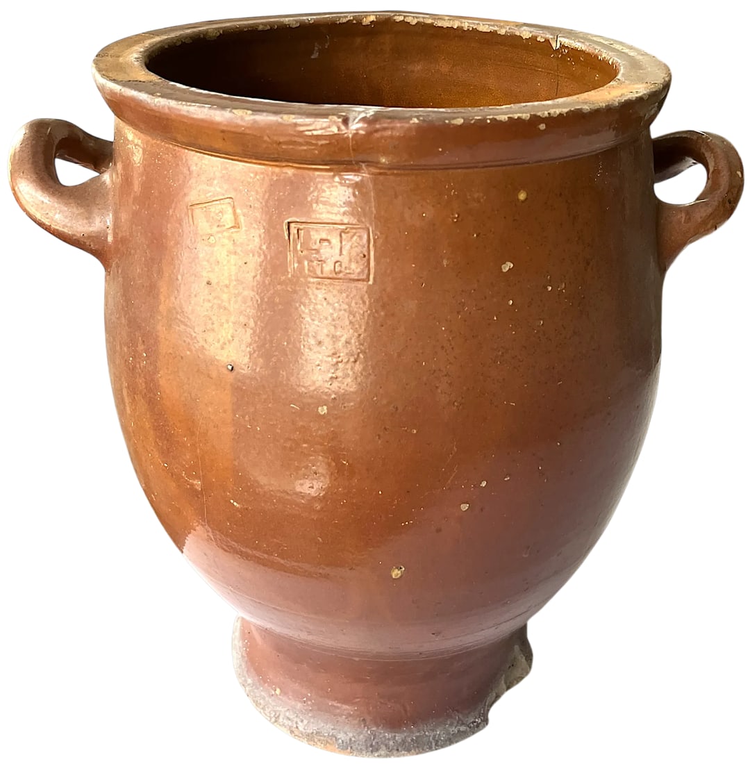 Antique 19th Century Handmade French Brown Slip Salt Glazed Terracotta Confit Pots - Set of 3 - 10