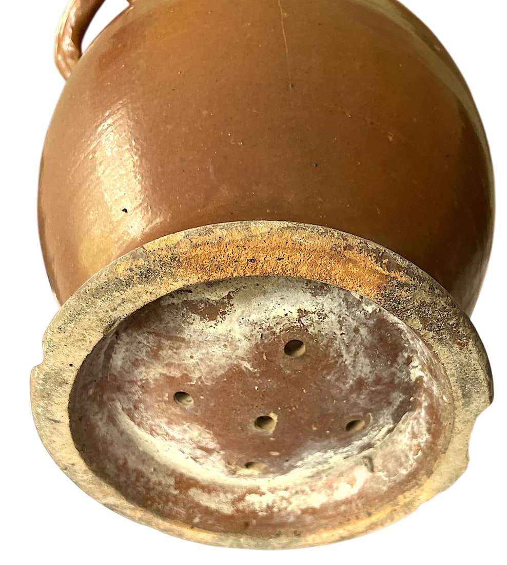Antique 19th Century Handmade French Brown Slip Salt Glazed Terracotta Confit Pots - Set of 3 - 13