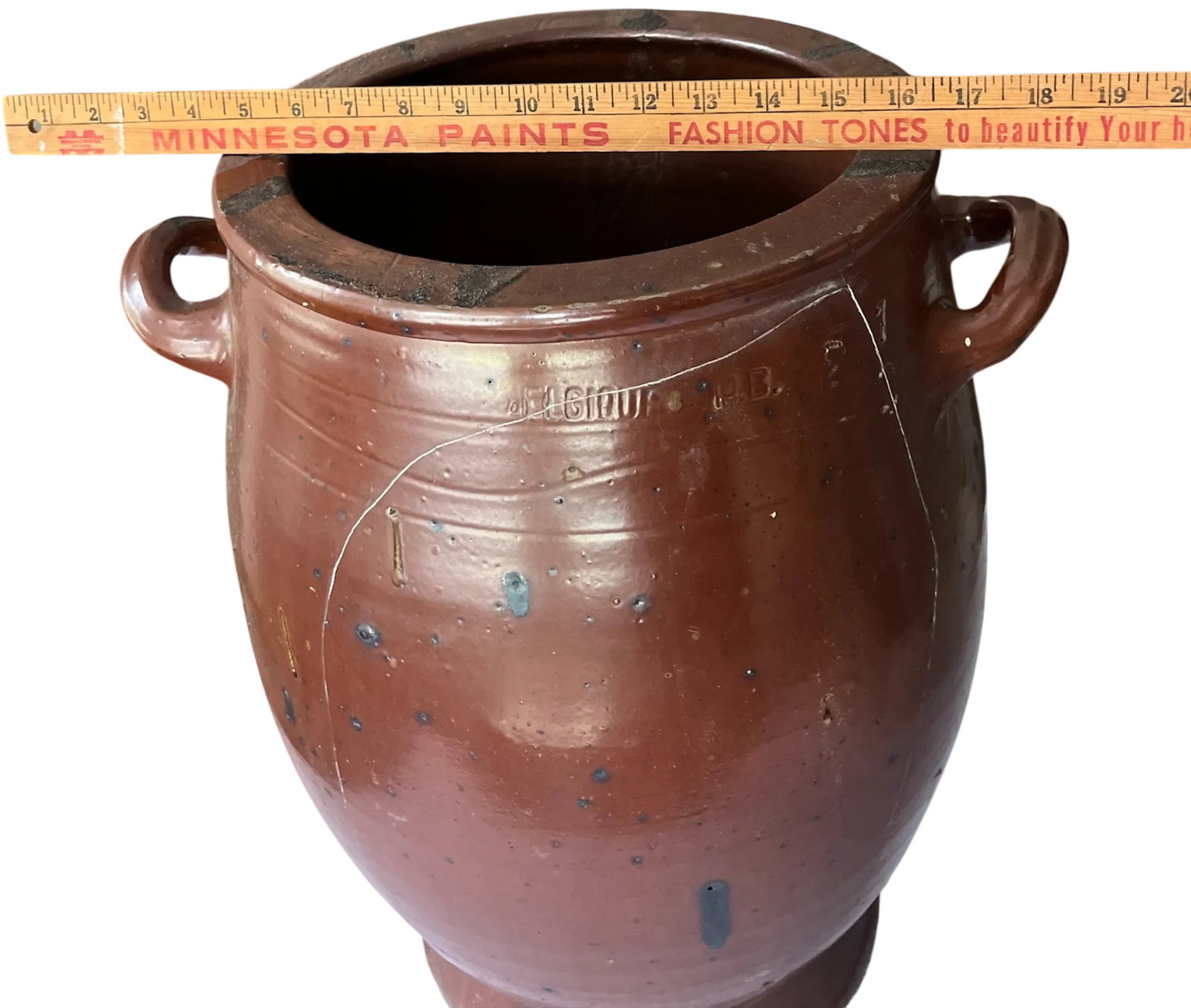 Antique 19th Century Handmade French Brown Slip Salt Glazed Terracotta Confit Pots - Set of 3 - 14