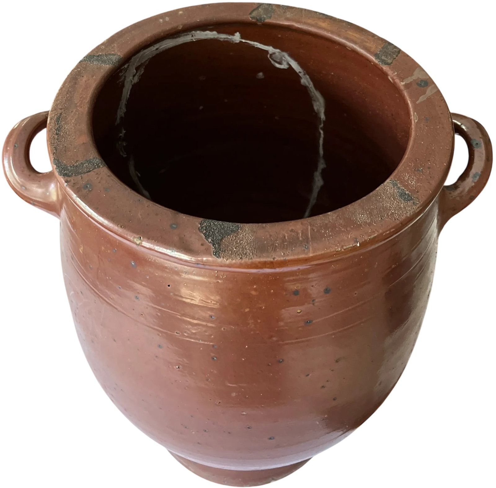 Antique 19th Century Handmade French Brown Slip Salt Glazed Terracotta Confit Pots - Set of 3 - 15