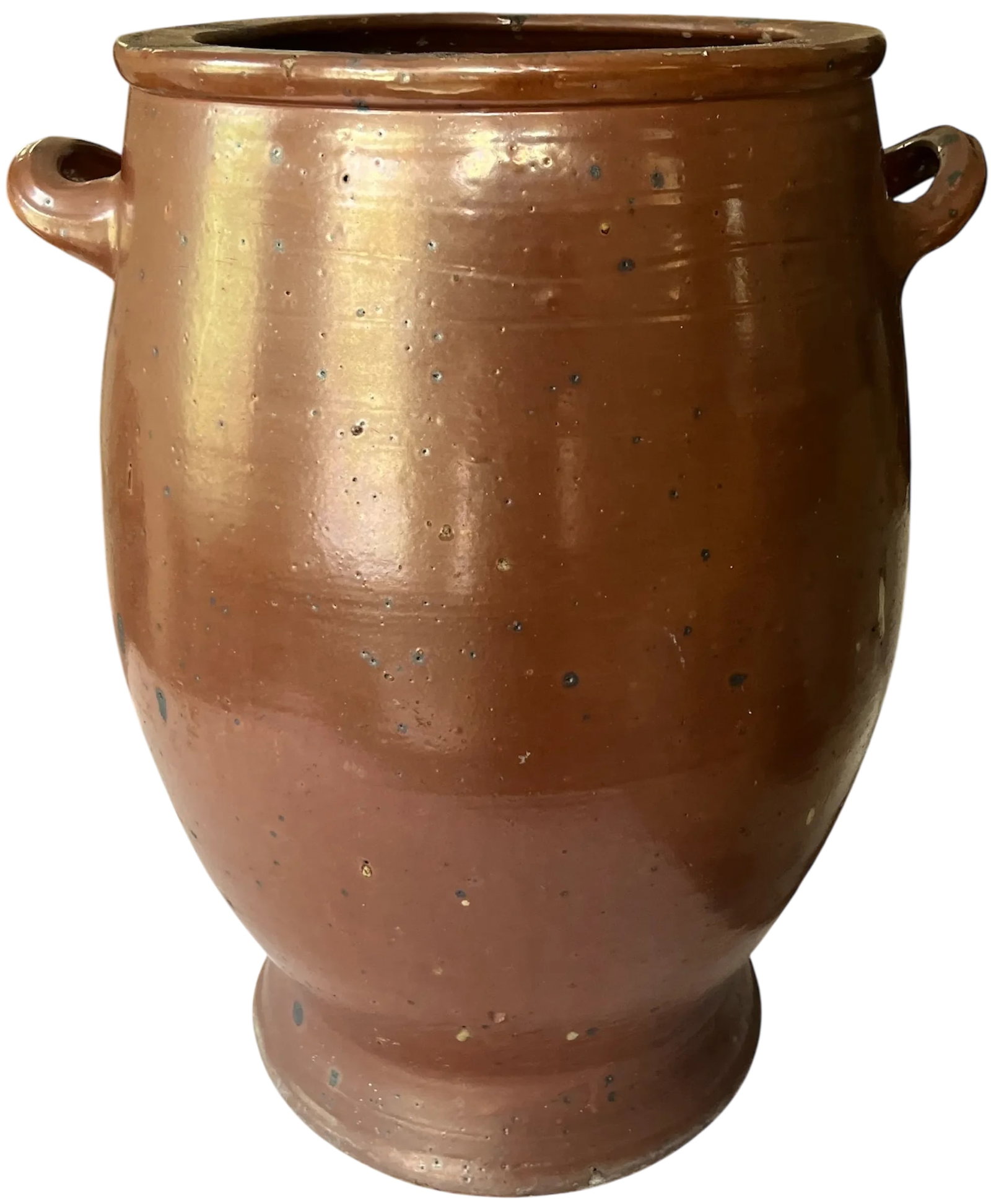 Antique 19th Century Handmade French Brown Slip Salt Glazed Terracotta Confit Pots - Set of 3 - 4