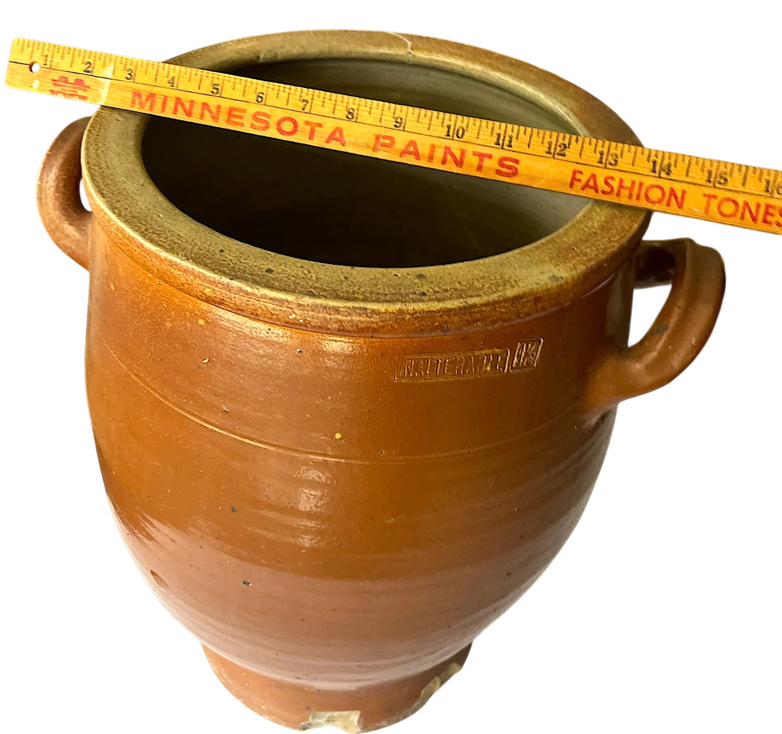 Antique 19th Century Handmade French Brown Slip Salt Glazed Terracotta Confit Pots - Set of 3 - 9
