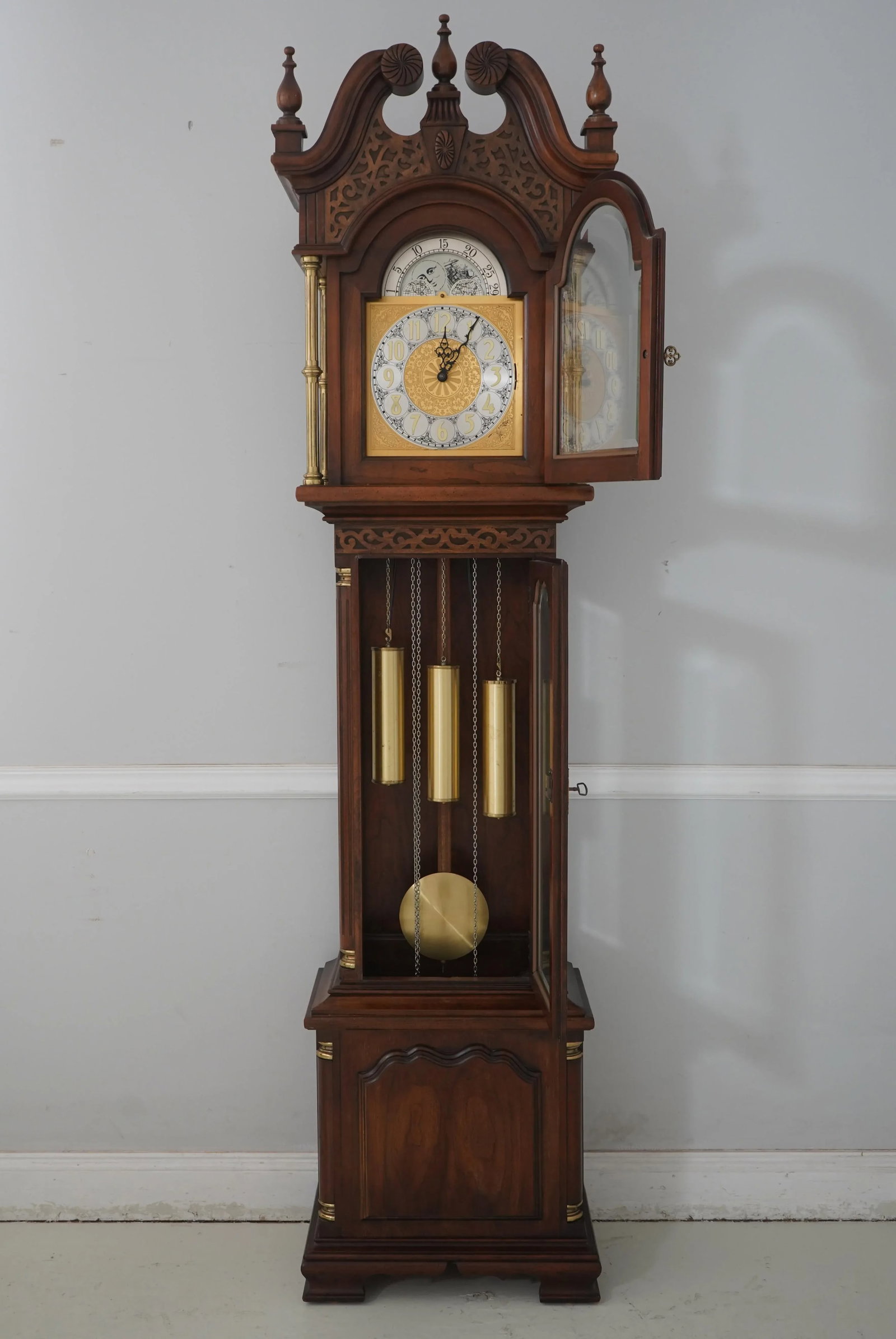 Ridgeway Cherry Tall Case Grandfather Clock - 3