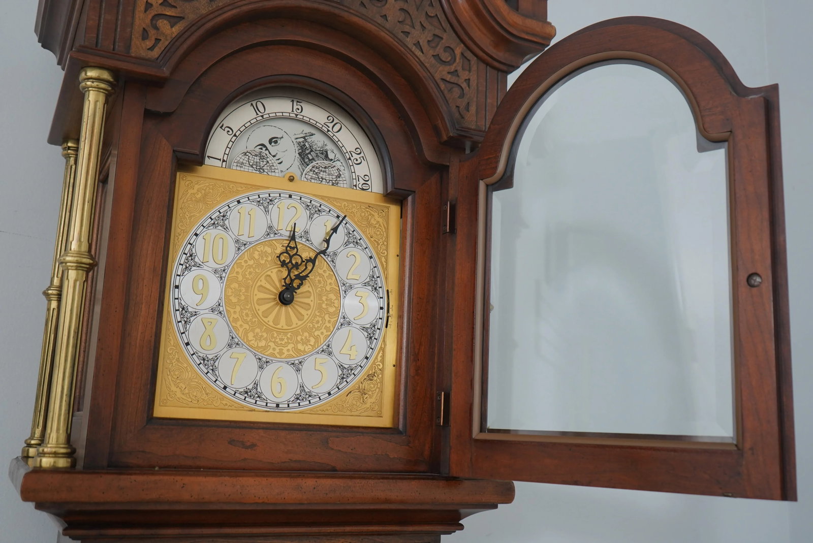 Ridgeway Cherry Tall Case Grandfather Clock - 4