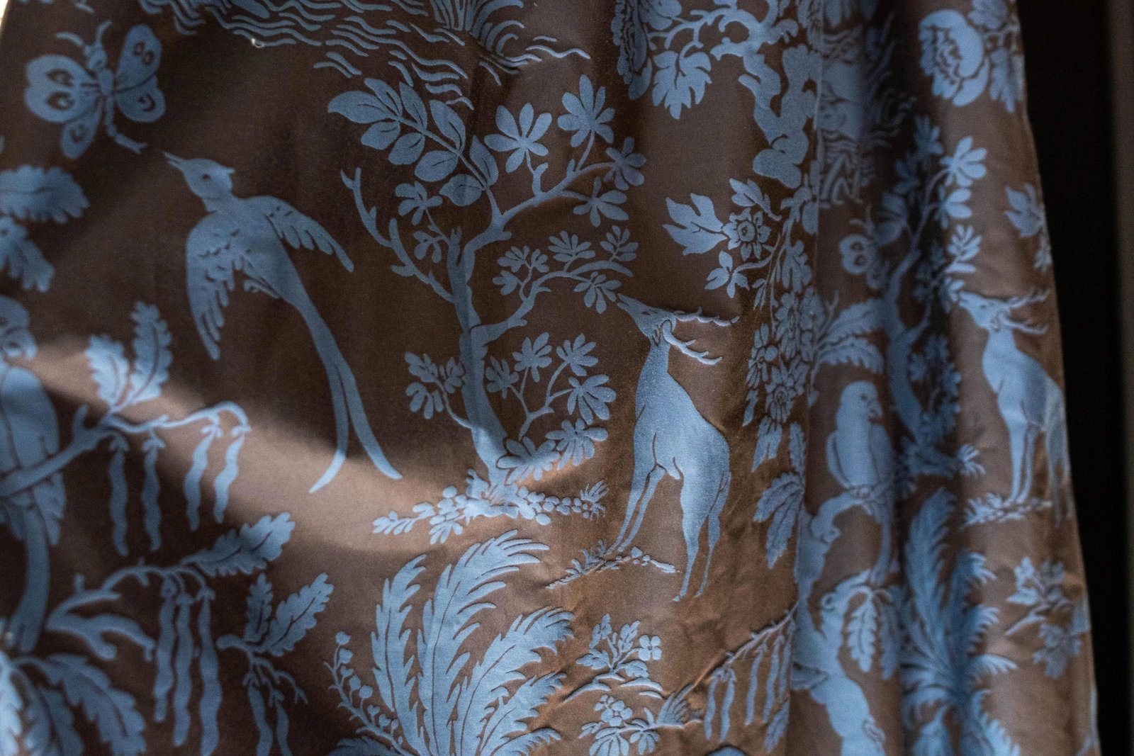 Custom Scalamandre Blue Damask Drapes - 11
