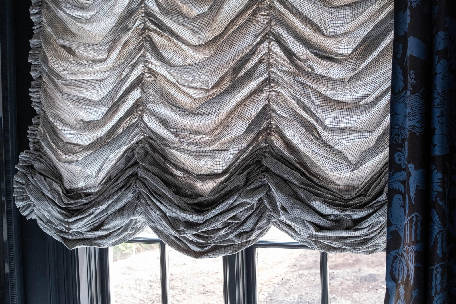 Custom Scalamandre Blue Damask Drapes - 3