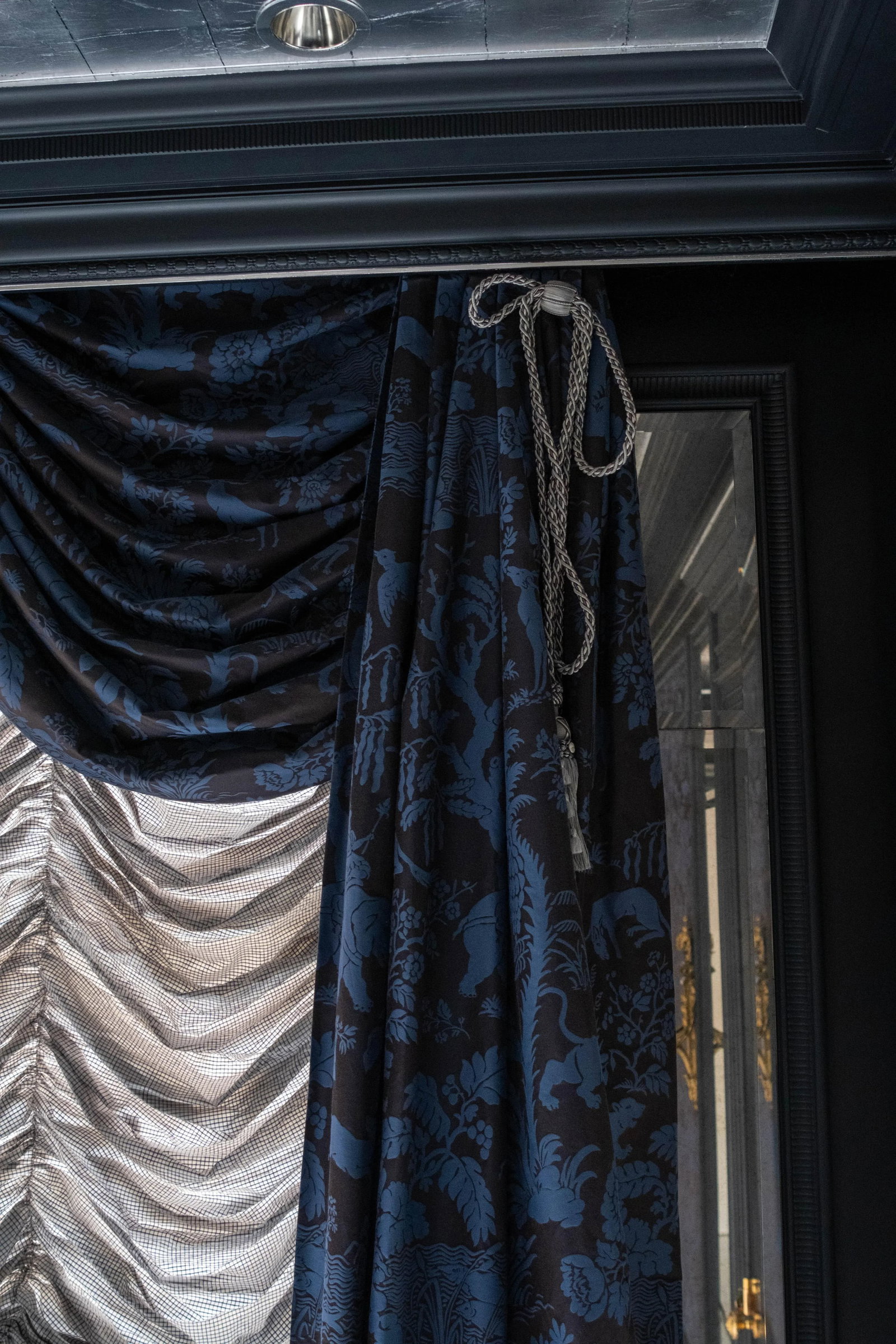 Custom Scalamandre Blue Damask Drapes - 4