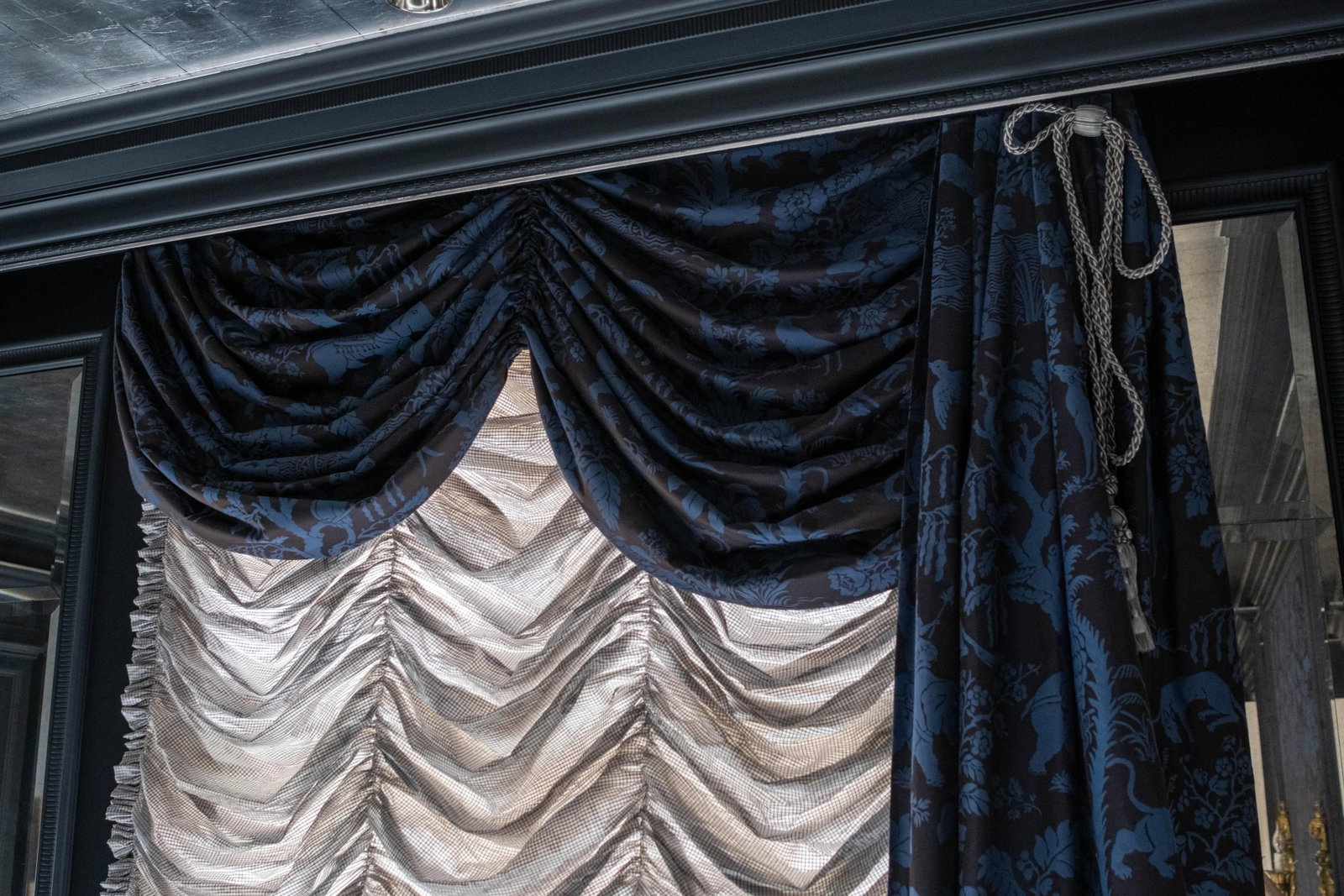 Custom Scalamandre Blue Damask Drapes - 5