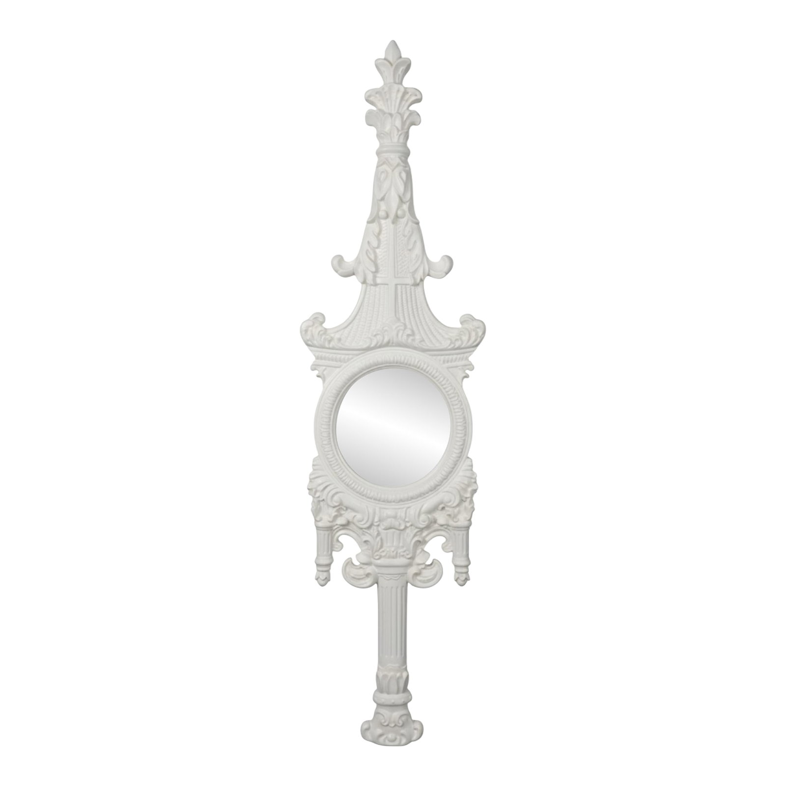 Vintage Palm Beach Regency Gloss White French Rococo Revival Wall Mirror in Gampel-Stoll Style - New: Step into a world of elegance with this stunning vintage wall mirror, a true masterpiece that embodies the luxurious spirit of the Hollywood Regency and French Rococo Revival styles. Newly re-imagined