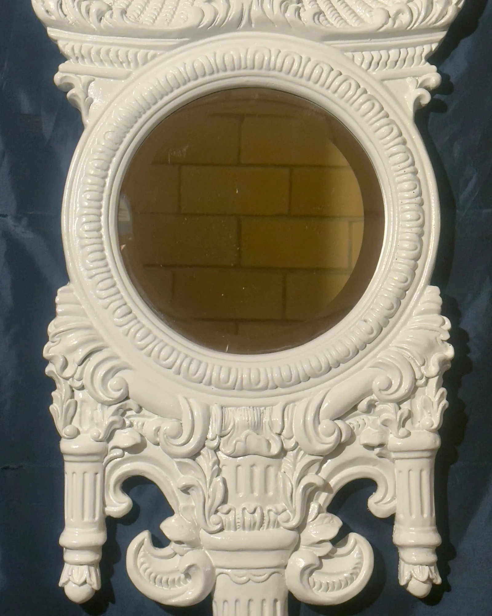 Vintage Palm Beach Regency Gloss White French Rococo Revival Wall Mirror in Gampel-Stoll Style - New - 4
