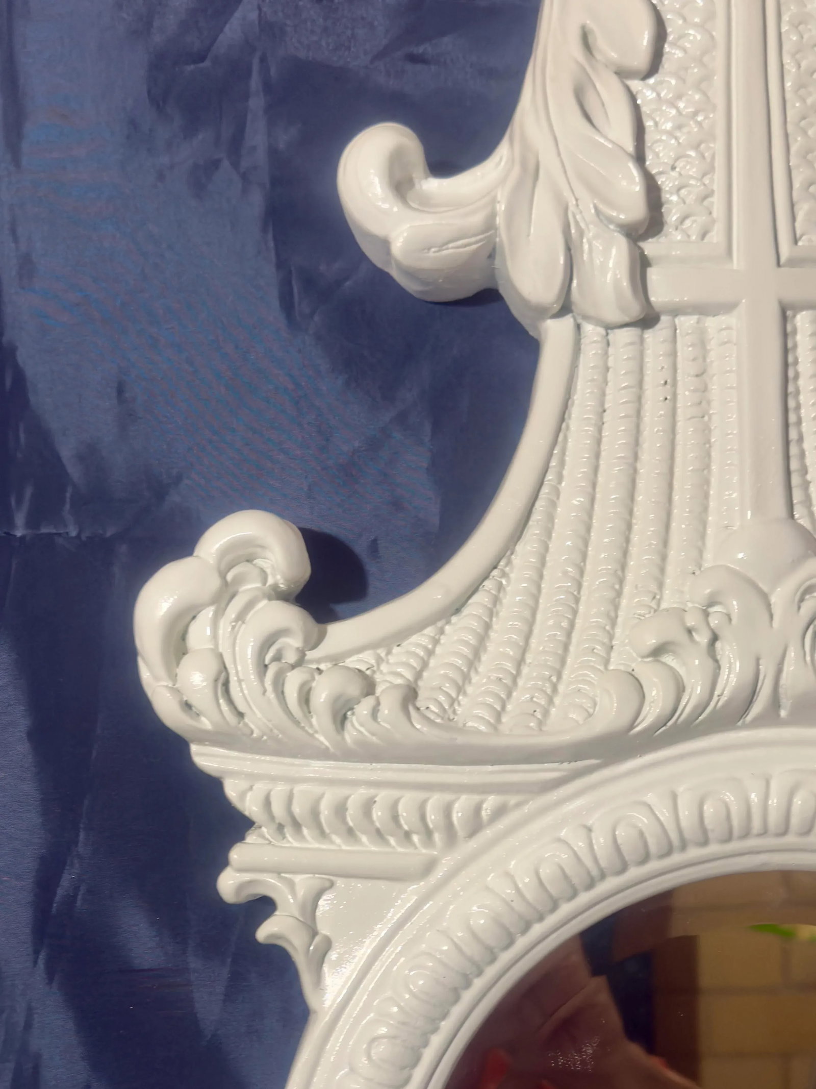 Vintage Palm Beach Regency Gloss White French Rococo Revival Wall Mirror in Gampel-Stoll Style - New - 8