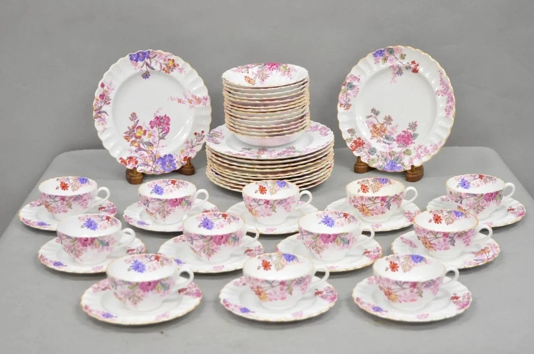 Mid 20th Century Spode England "Chelsea Garden" Bone China Porcelain Dinner Set of 51 Pc - 13