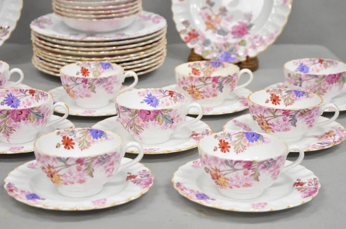 Mid 20th Century Spode England "Chelsea Garden" Bone China Porcelain Dinner Set of 51 Pc - 3
