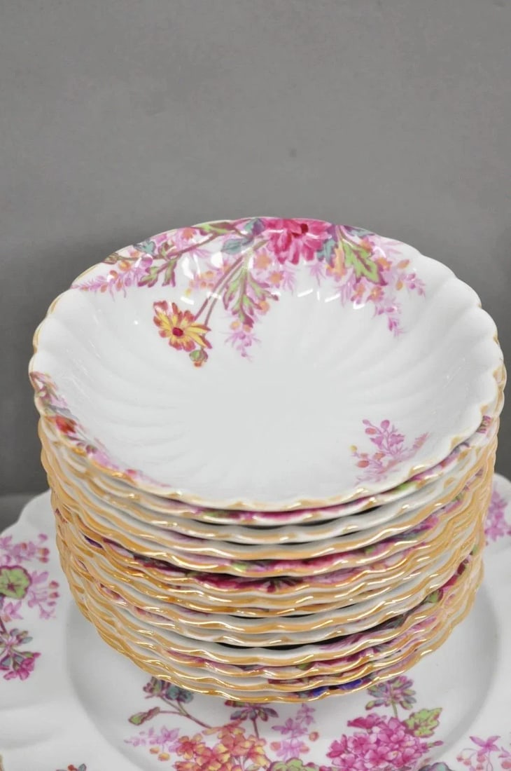 Mid 20th Century Spode England "Chelsea Garden" Bone China Porcelain Dinner Set of 51 Pc - 5