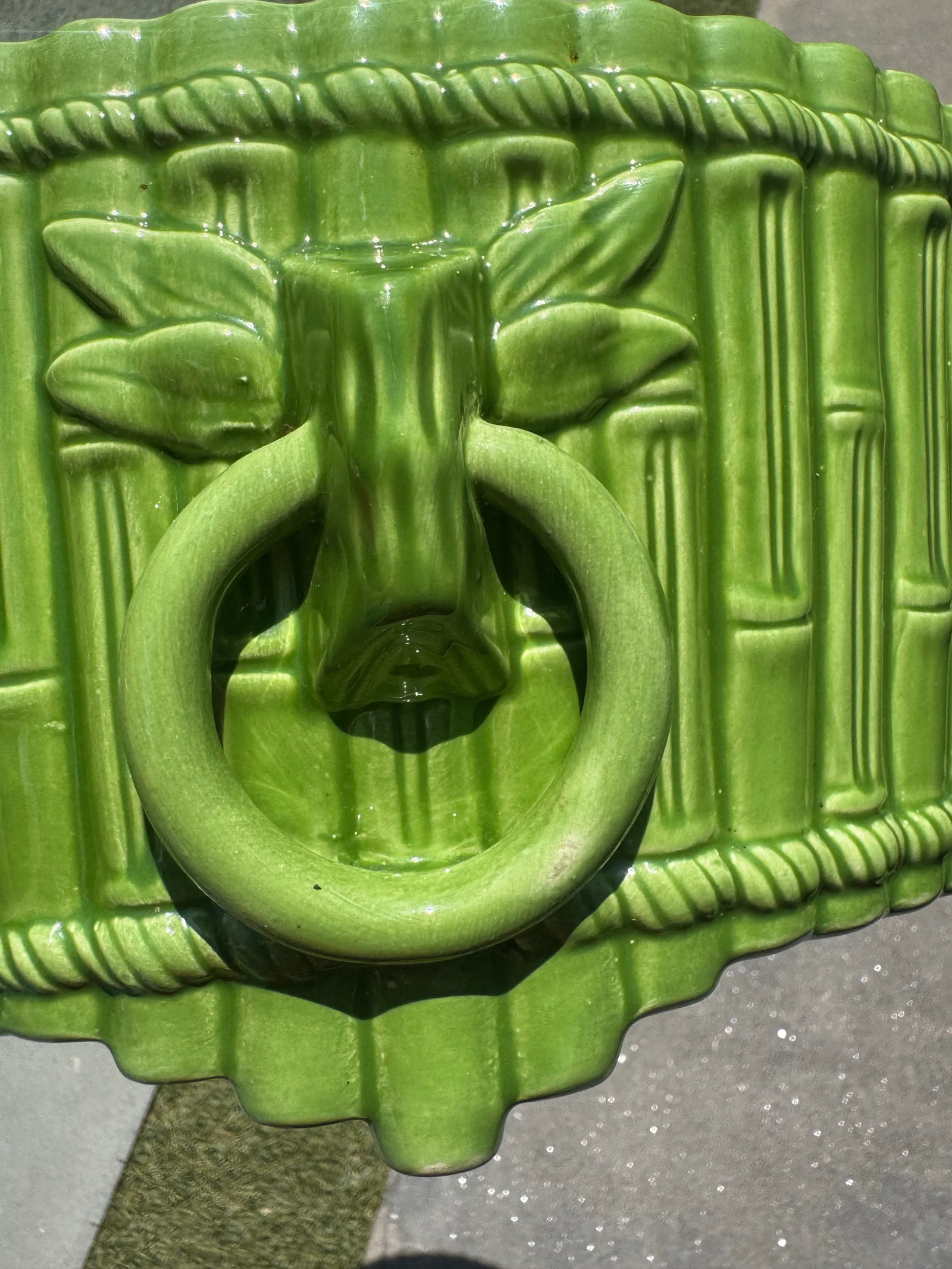 Large Early 20th Century Mottahedeh Designs Green Bamboo Ceramic Cachepot - Made in Italy - 4