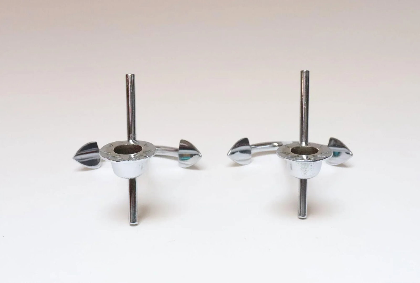 Pair of Vintage Chrome Nautical Anchor Form Candlesticks / Candleholders - 6