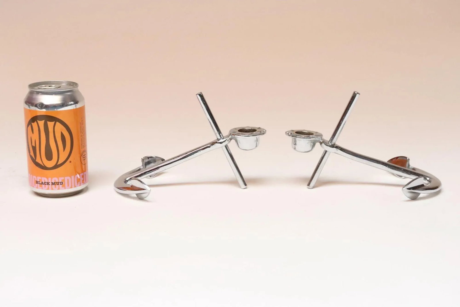 Pair of Vintage Chrome Nautical Anchor Form Candlesticks / Candleholders - 7