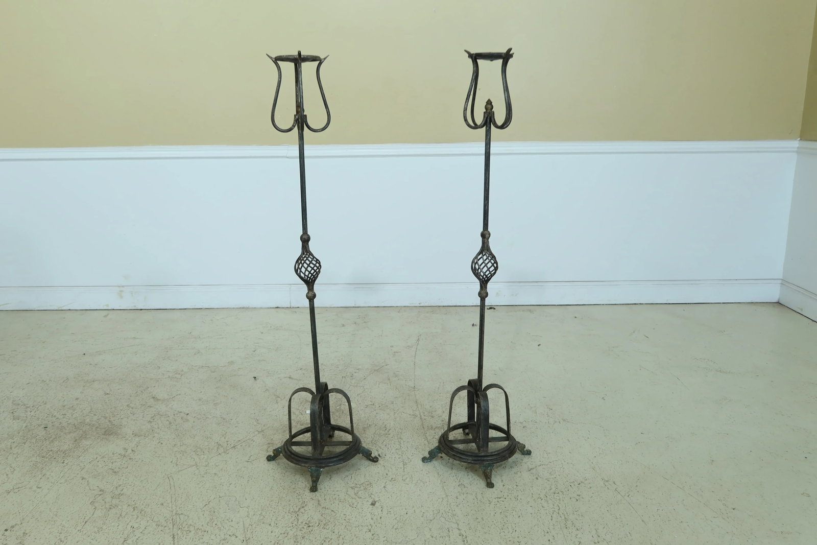 Wrought Iron Tall Candle Stick Candle Pricks - a Pair - 8