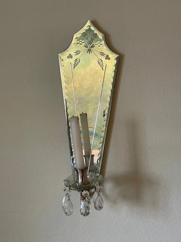 Pair of Venetian Style Mirrored Wall Sconces - 4
