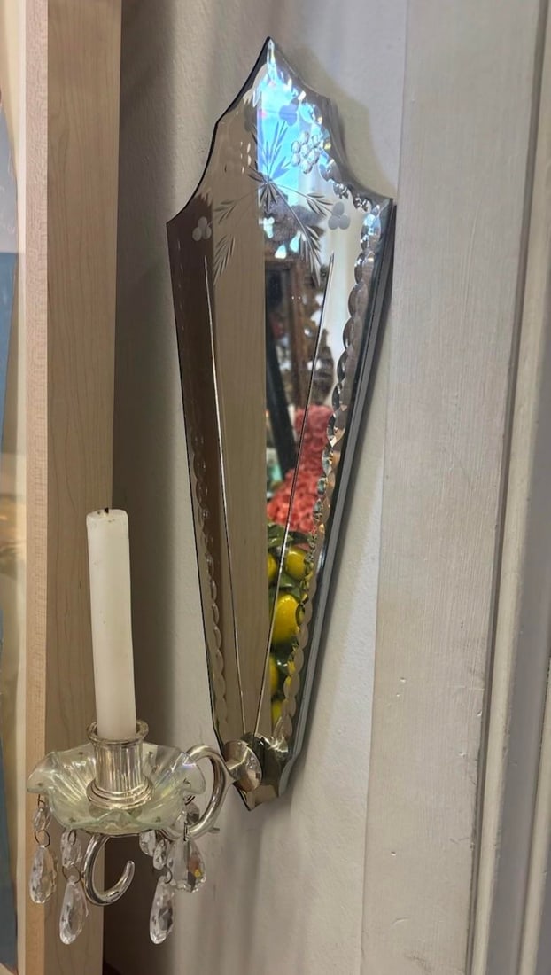 Pair of Venetian Style Mirrored Wall Sconces - 6