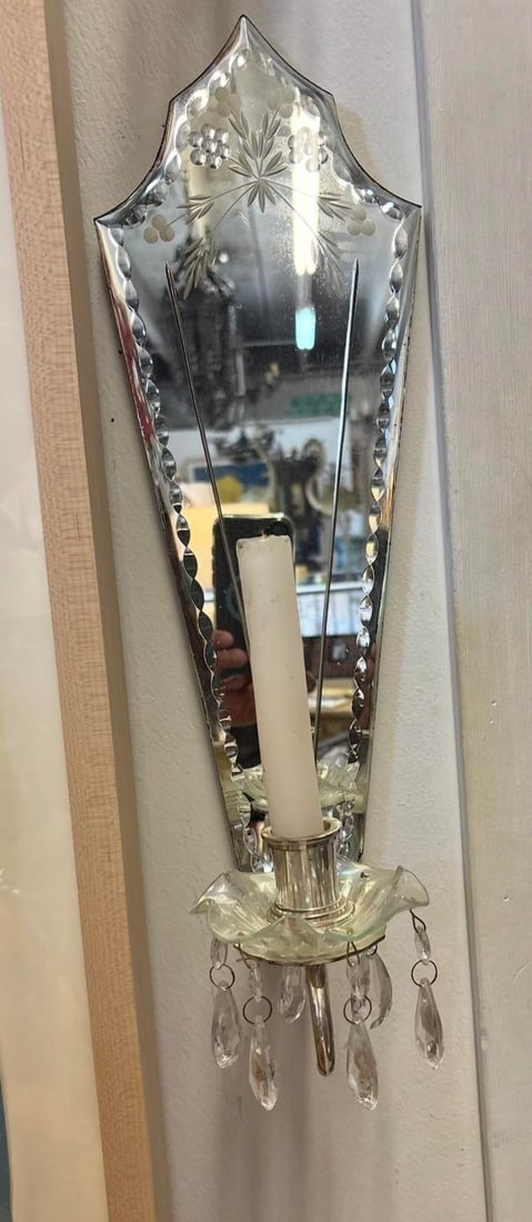 Pair of Venetian Style Mirrored Wall Sconces - 9
