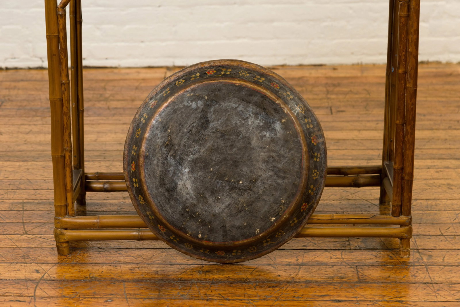Antique Indian Market Tray with Mughal Inspired Hand Painted Decor - 5