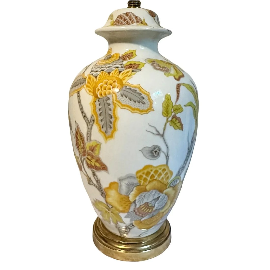 Vintage French Porcelaine De Paris Jacobean Style Floral Lamp - 2