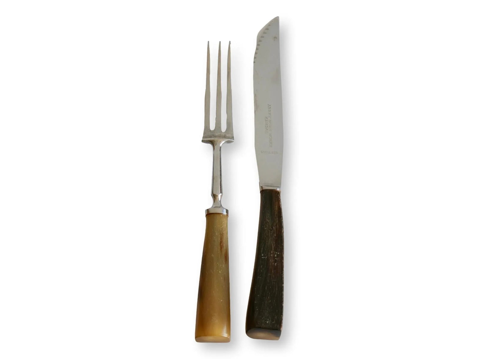 Early 1900s English Stag Horn Handled Steak Set - 2