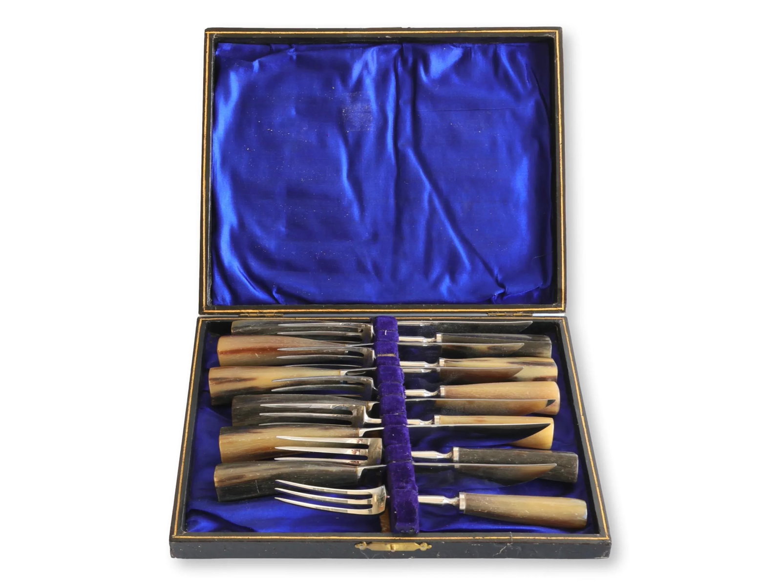 Early 1900s English Stag Horn Handled Steak Set - 3