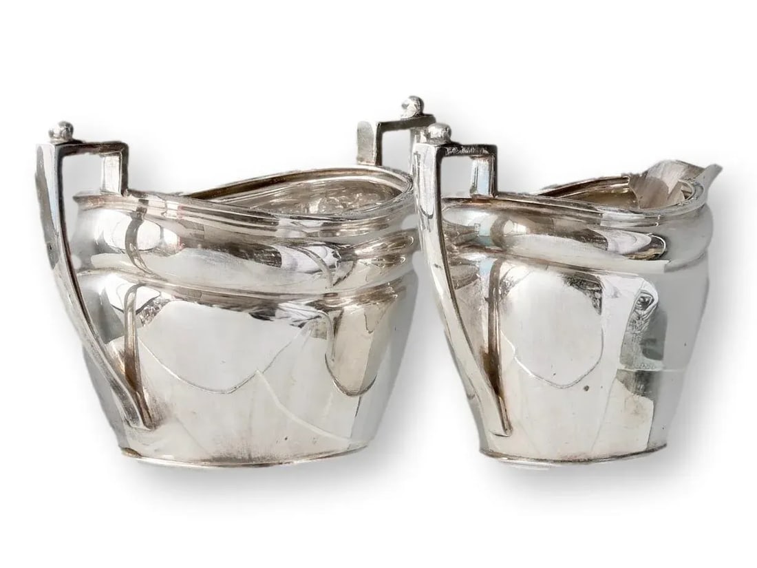 1930s Art Deco English Silverplate Cream & Sugar Set - 4