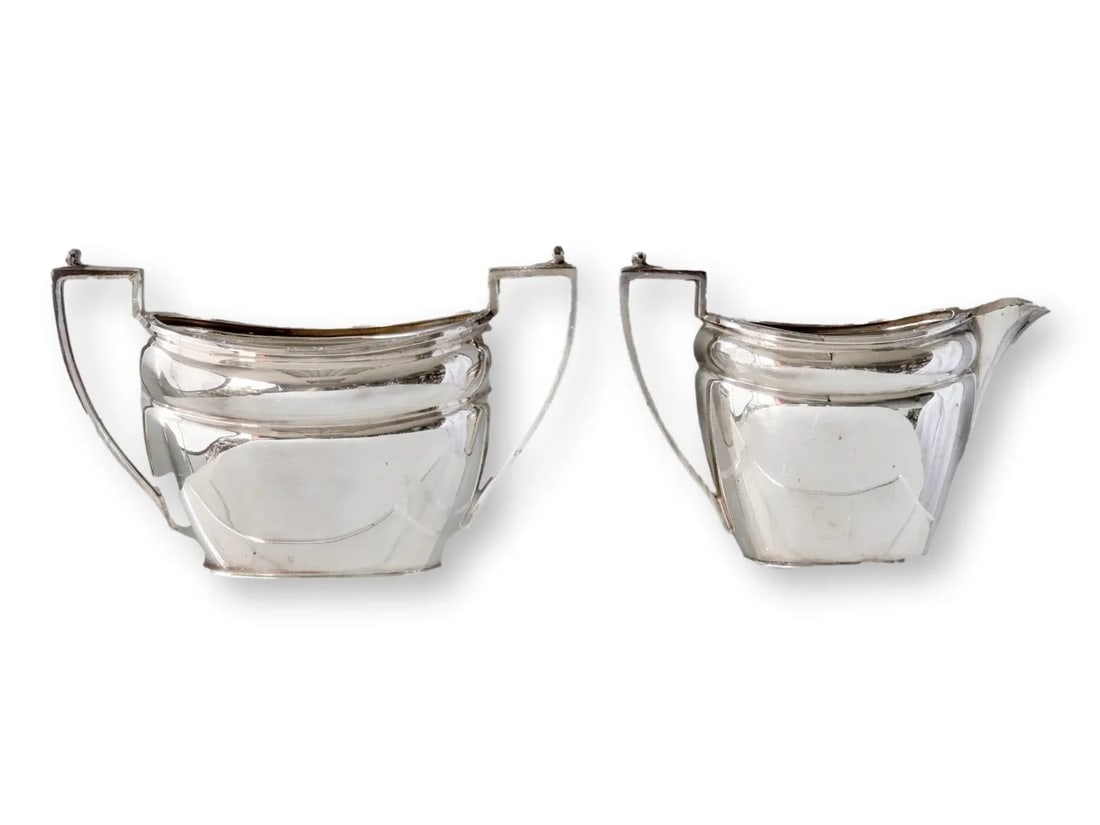 1930s Art Deco English Silverplate Cream & Sugar Set - 6