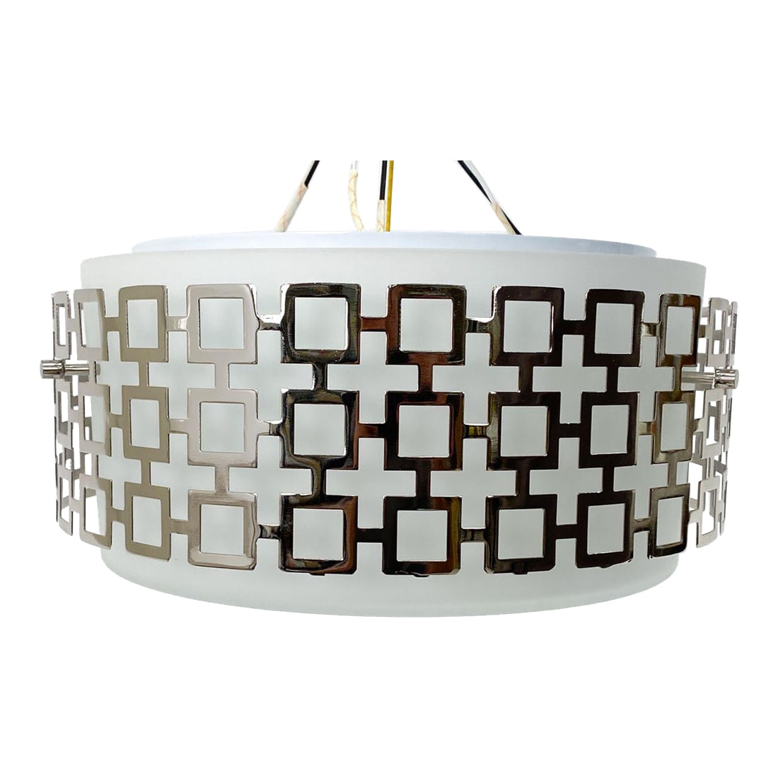 Jonathan Adler Parker Flush Mount "Nixon" Pattern in Nickel & Glass (1 of 4)