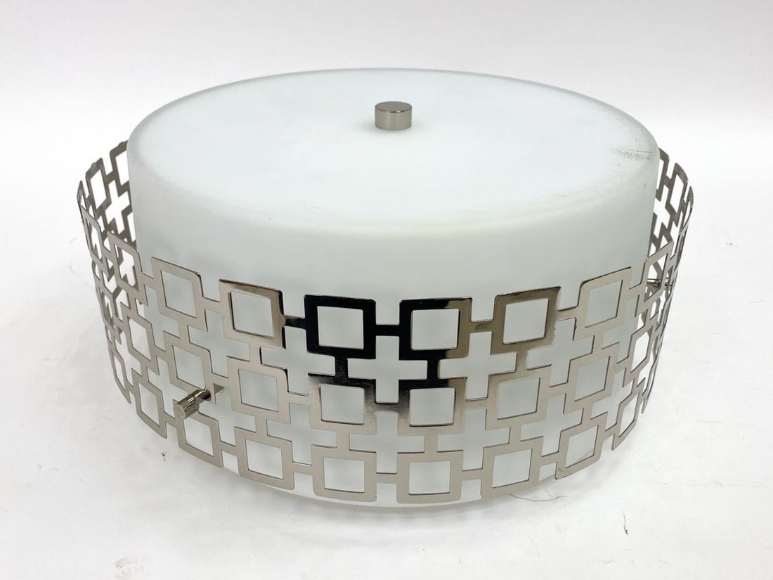 Jonathan Adler Parker Flush Mount "Nixon" Pattern in Nickel & Glass - 3