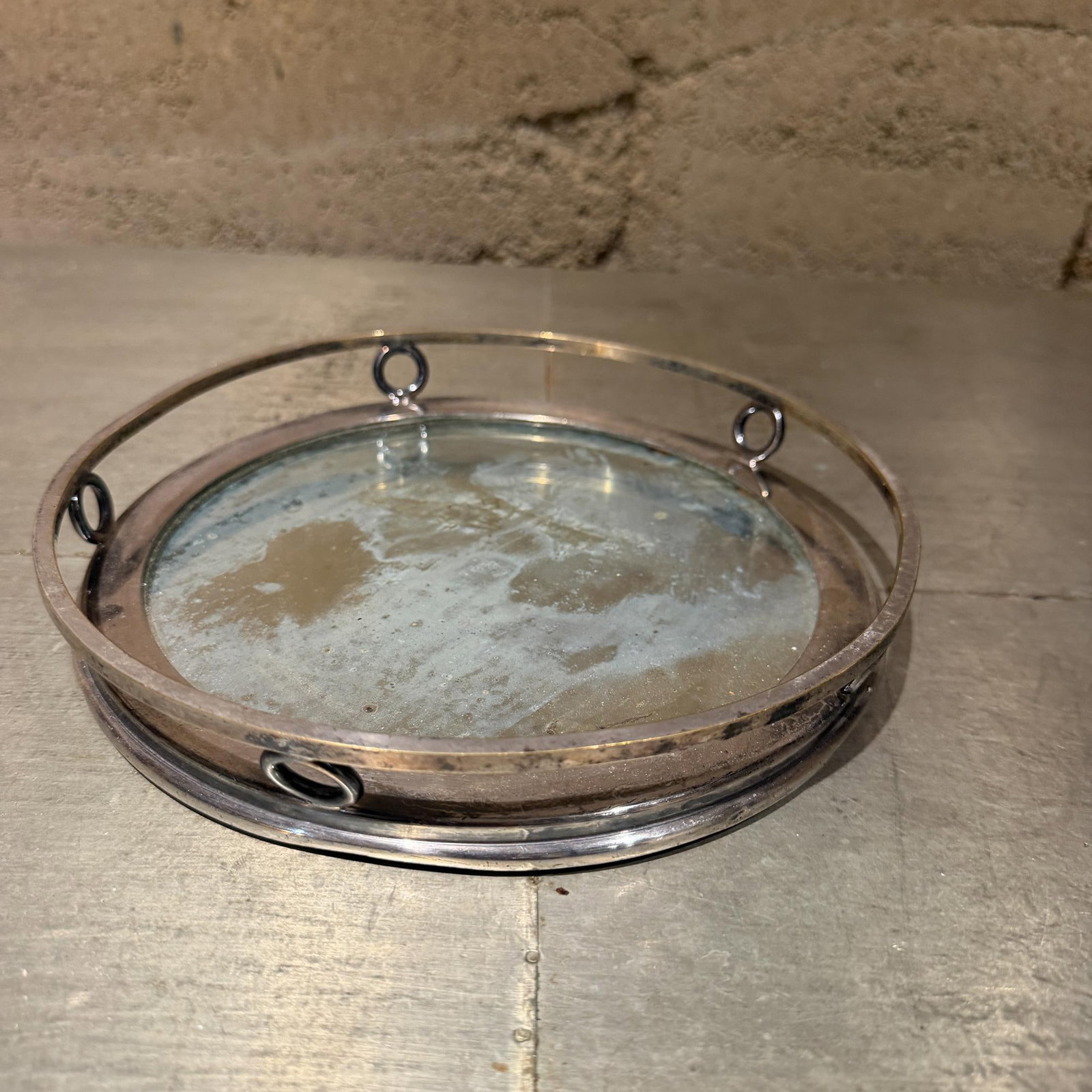 1960s Vintage Hollywood Regency Service Tray With Mirror and Metal - 12