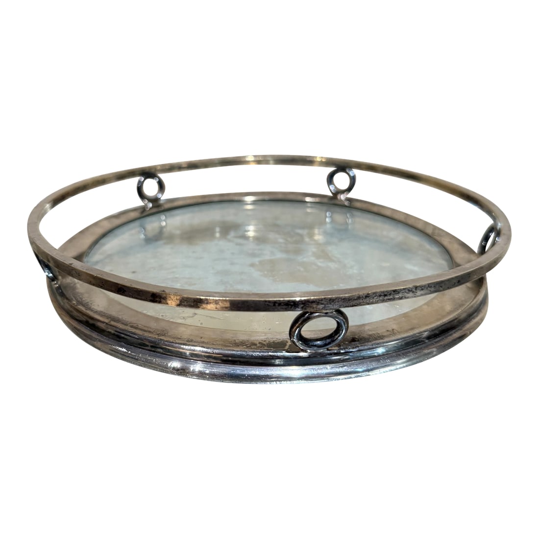 1960s Vintage Hollywood Regency Service Tray With Mirror and Metal (1 of 12)