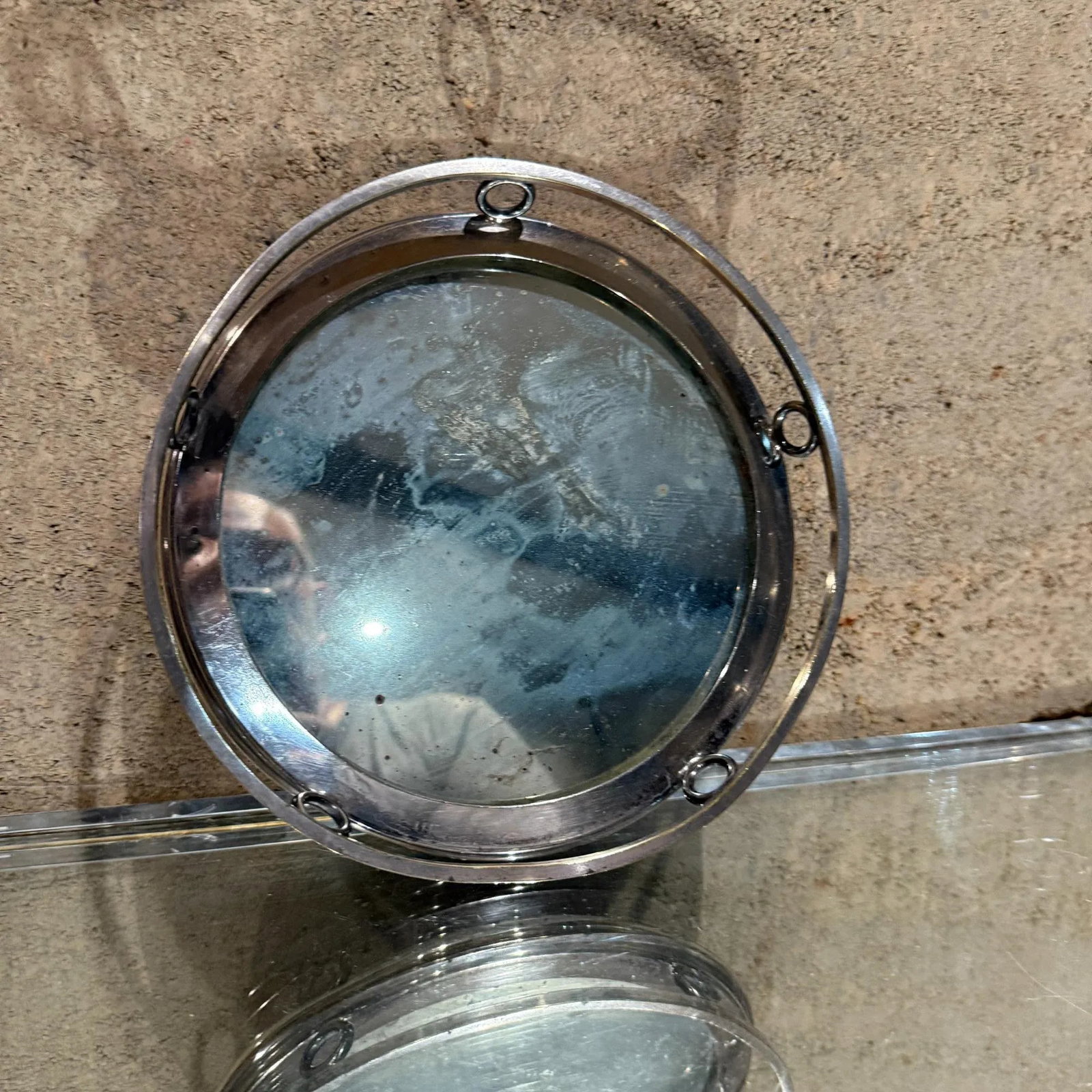 1960s Vintage Hollywood Regency Service Tray With Mirror and Metal - 3