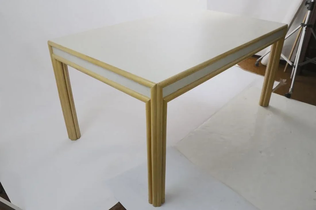 Large Bamboo and Formica Dining Conference Table Desk Attributed to Ficks Reed - 10