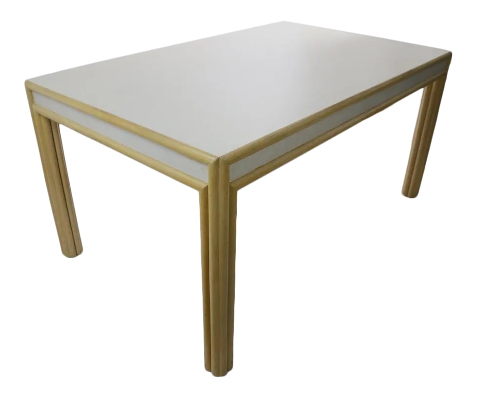 Large Bamboo and Formica Dining Conference Table Desk Attributed to Ficks Reed (1 of 10)